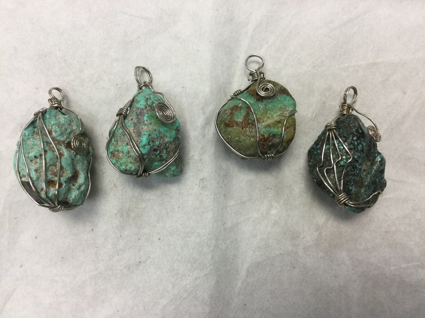 Turquoise Chunky Pendant Wire Wrapped