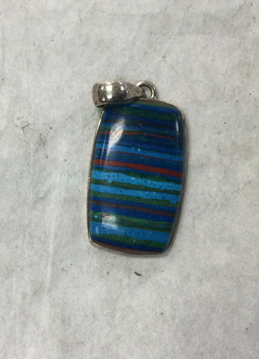 Rainbow Calsilica Rectangular Pendant