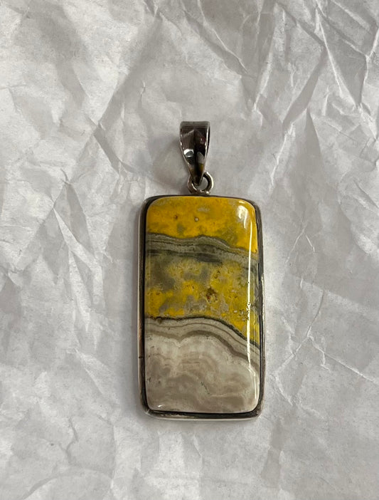 pendant, bumblebee jasper, rectangular