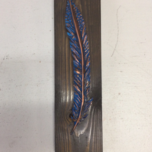Load image into Gallery viewer, Oxidized Copper Feather  - Blue
