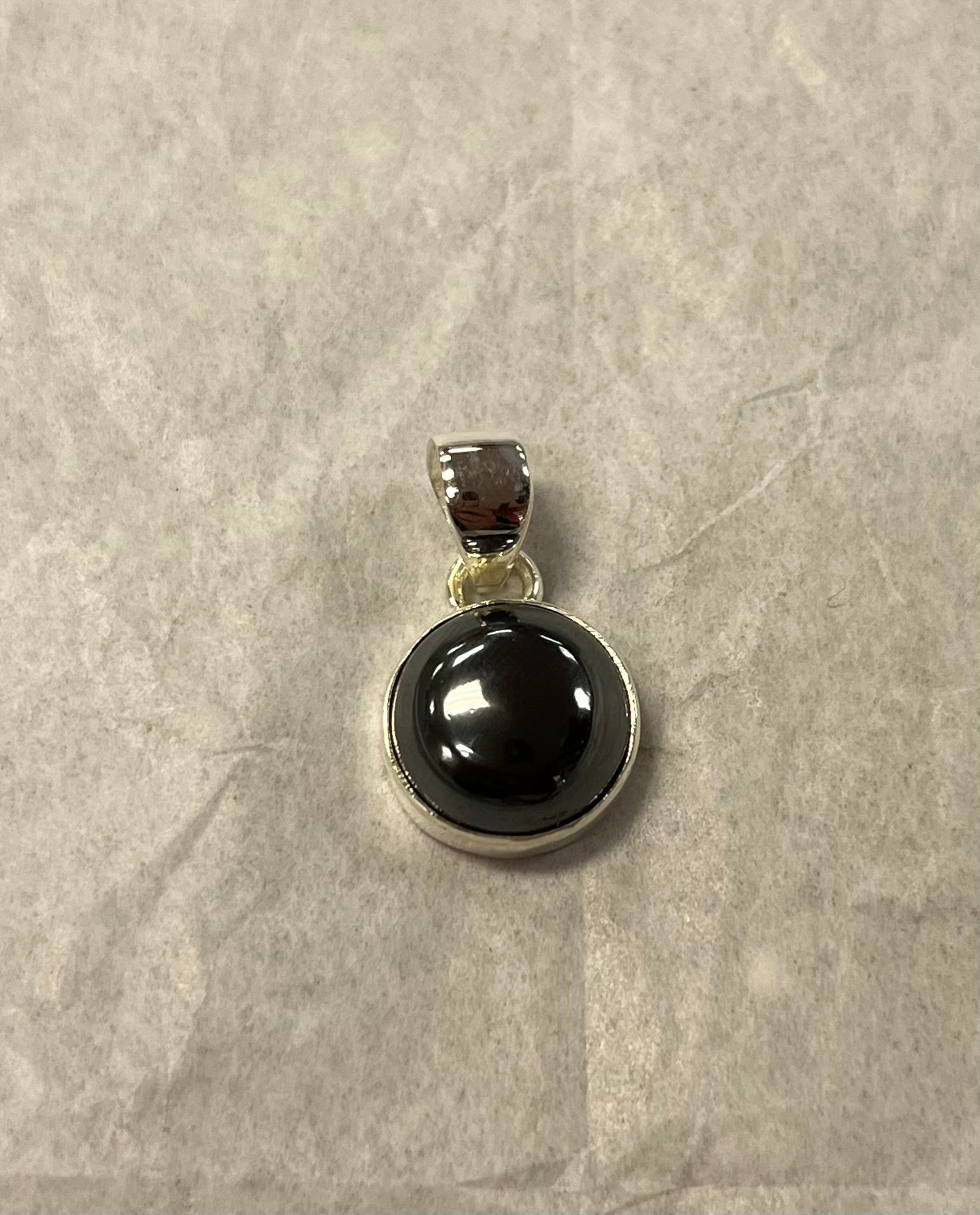 Small Hematite Round Pendant