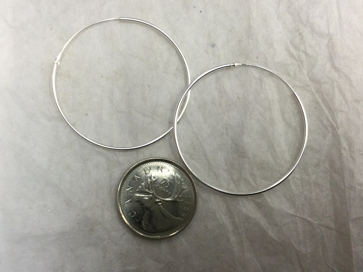 Silver Hoop earrings plain, 1.5”