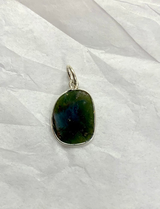 Blue/Green Tourmaline Pendant Faceted in Silver appox. 1.5cm