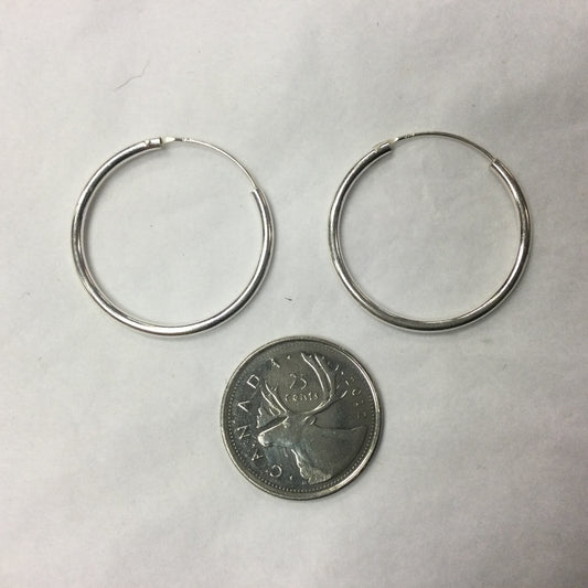 Simple Silver Hoop Earrings (30 mm)