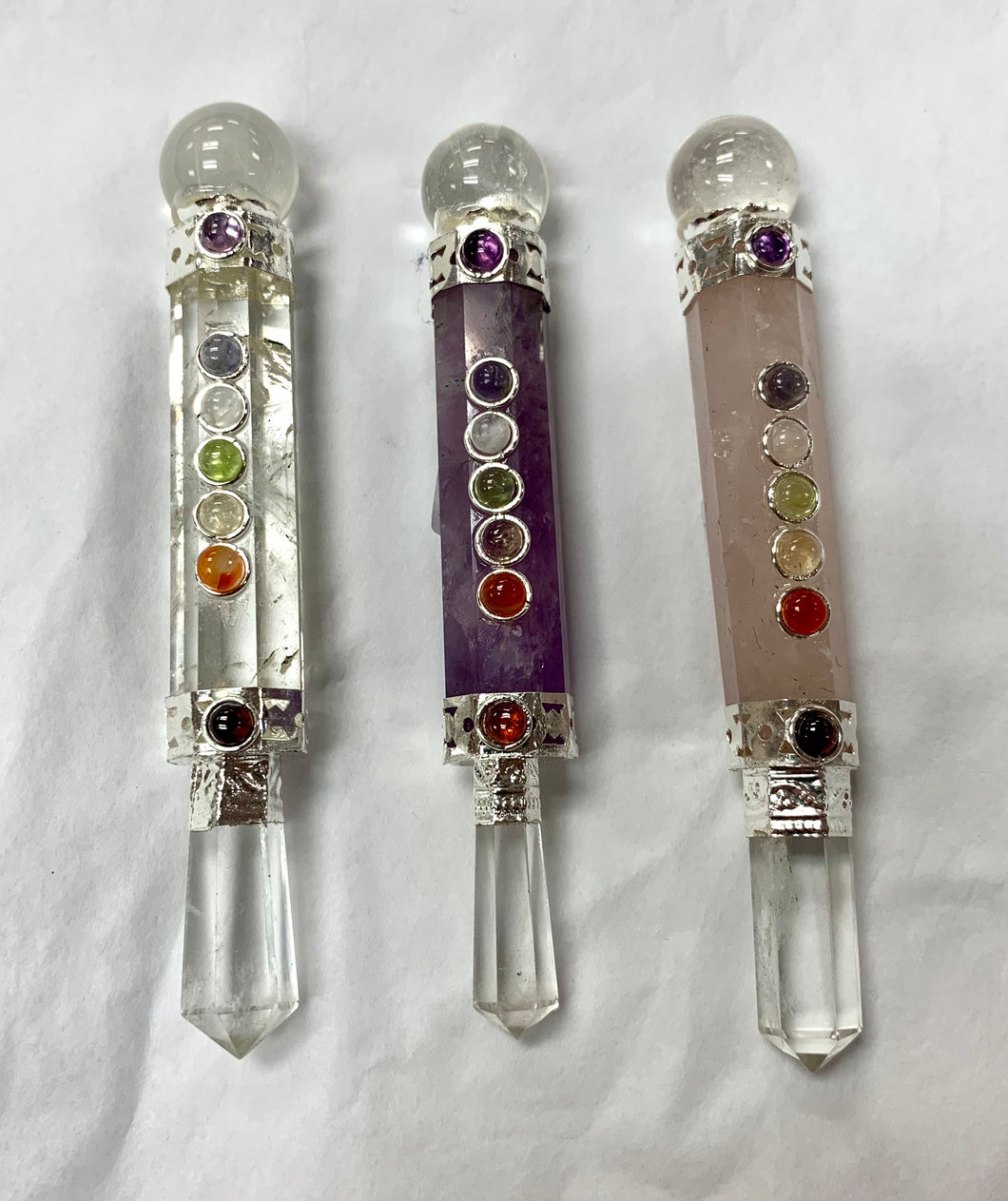 4” Crystal Wand with Chakra Stones