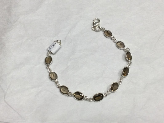 Silver Bracelet w/ Smoky Quartz