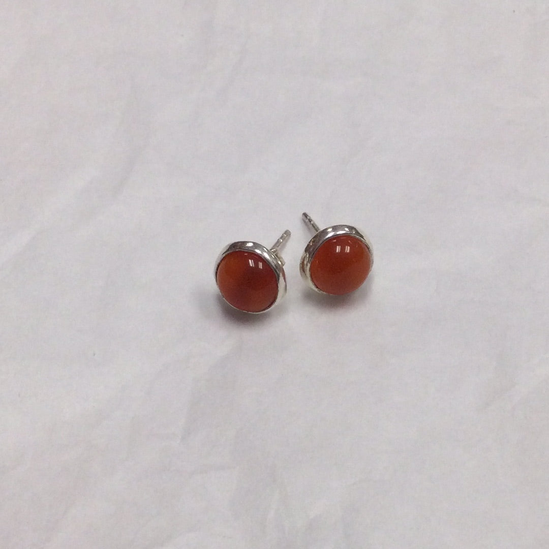 Carnelian Stud Earrings Round