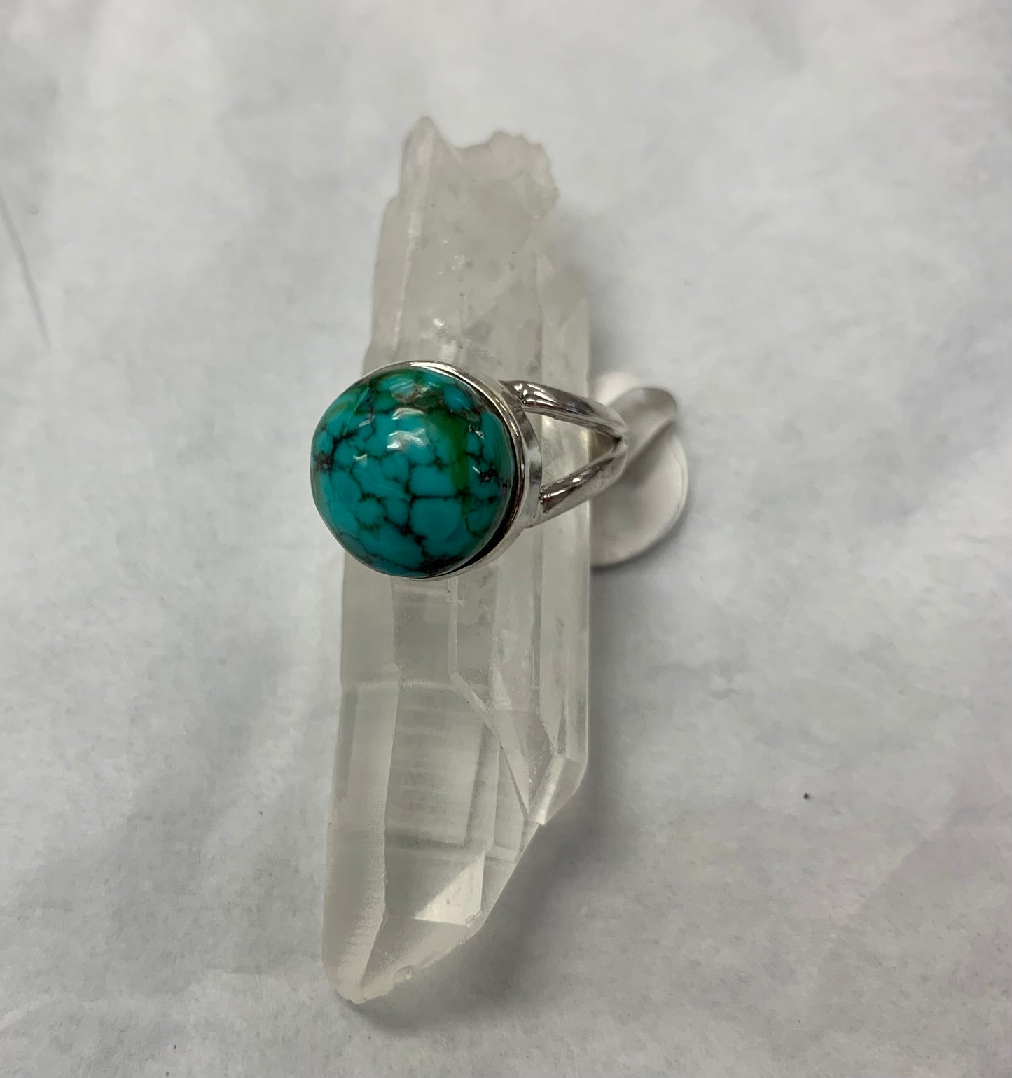 Circular Turquoise Ring in Silver Size 8