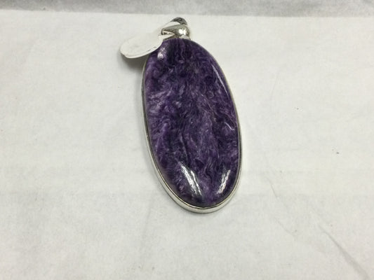 Large Oval-Cut Charoite Pendant