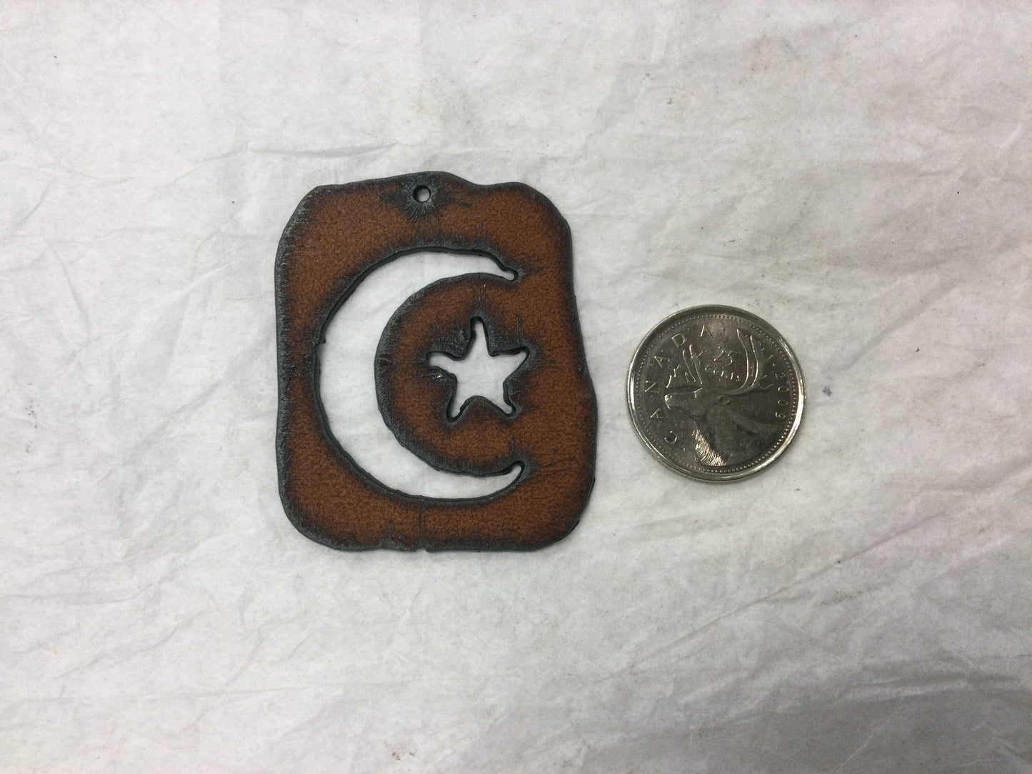 Antique Rustic Rectangle with Moon and Star Charm