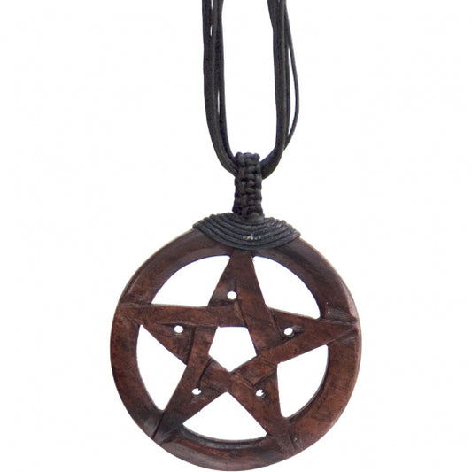 Unisex Wood Pentacle Pendant