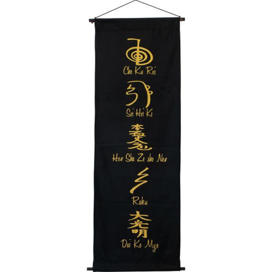 Banner - Cotton Black and gold Reiki Symbols