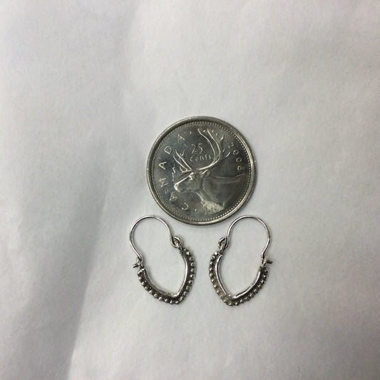 Silver Lace V-Shaped Hoop Earrings