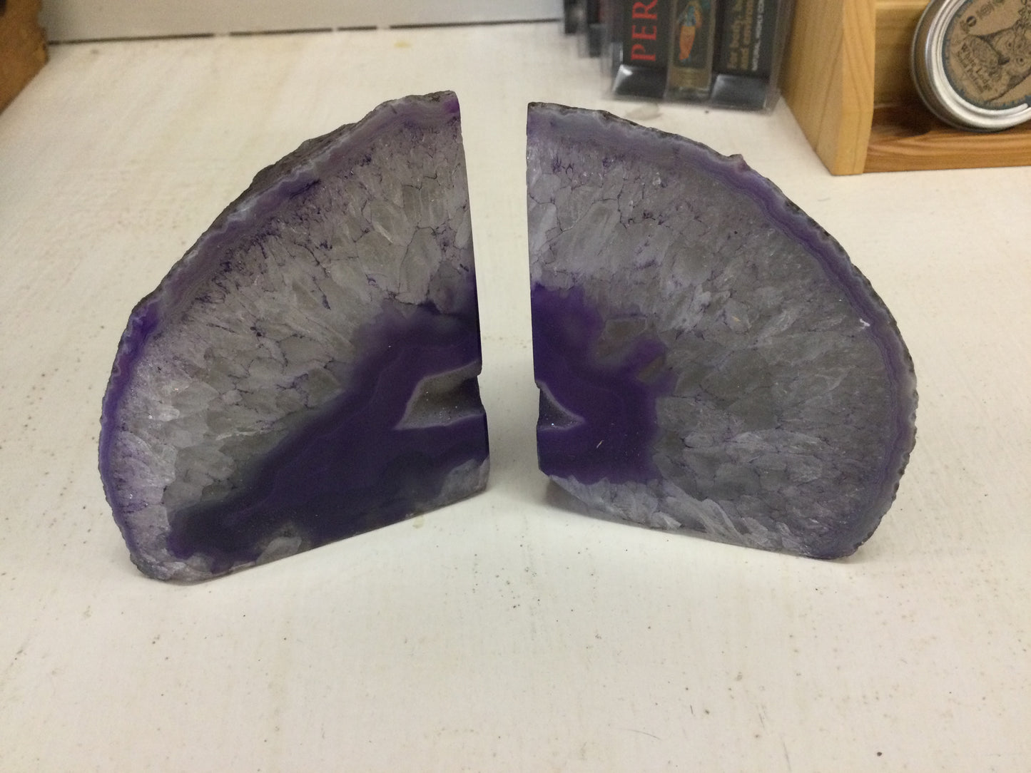 Purple Agate Bookends