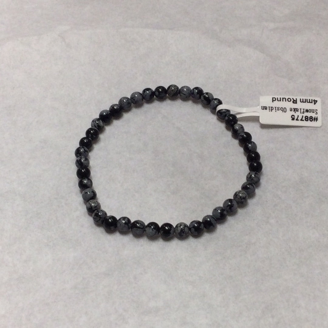 Snowflake Obsidian Bracelet 4mm
