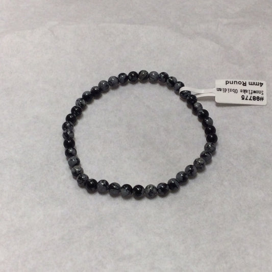 Snowflake Obsidian Bracelet 4mm