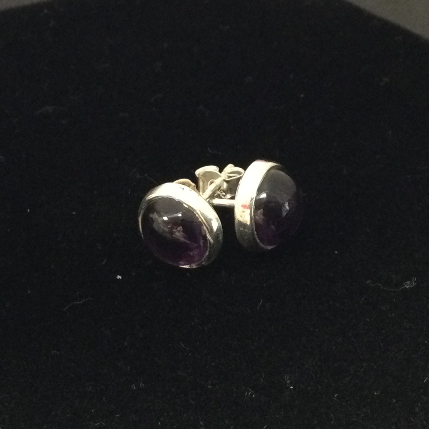 Amethyst Round Framed Stud Earrings