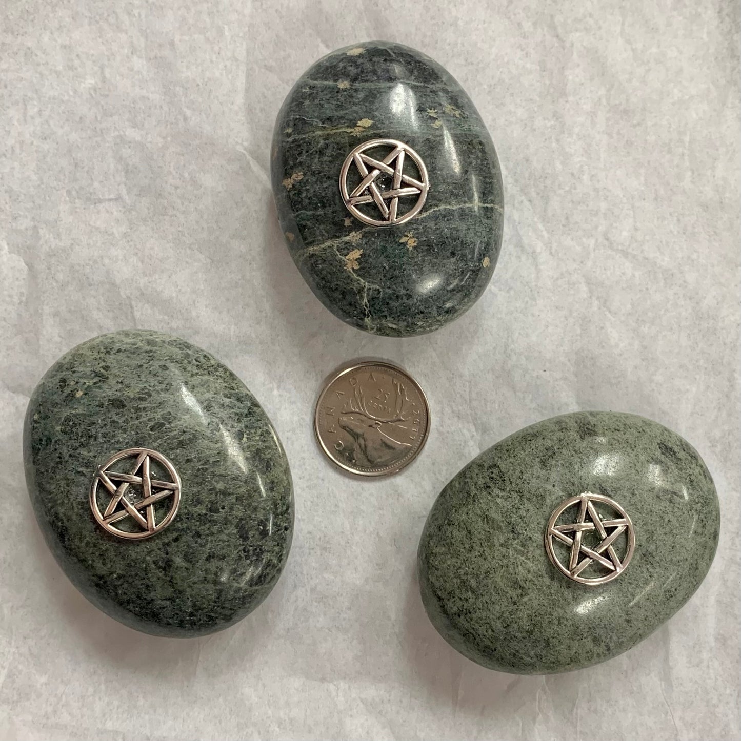 Serpentine Palm Stone with Pentacle