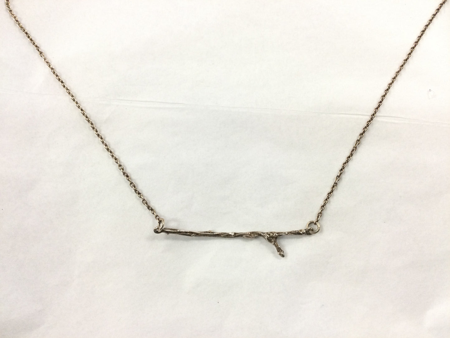 Silver Necklace With Attached Branch Pendant