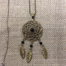 Load image into Gallery viewer, Dreamcatcher Necklace Gold - Various Stones in Center
