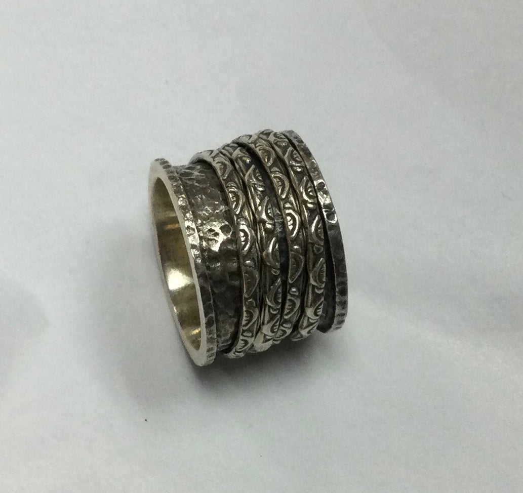 Meditation Ring, size 6, Silver, 4 Rings