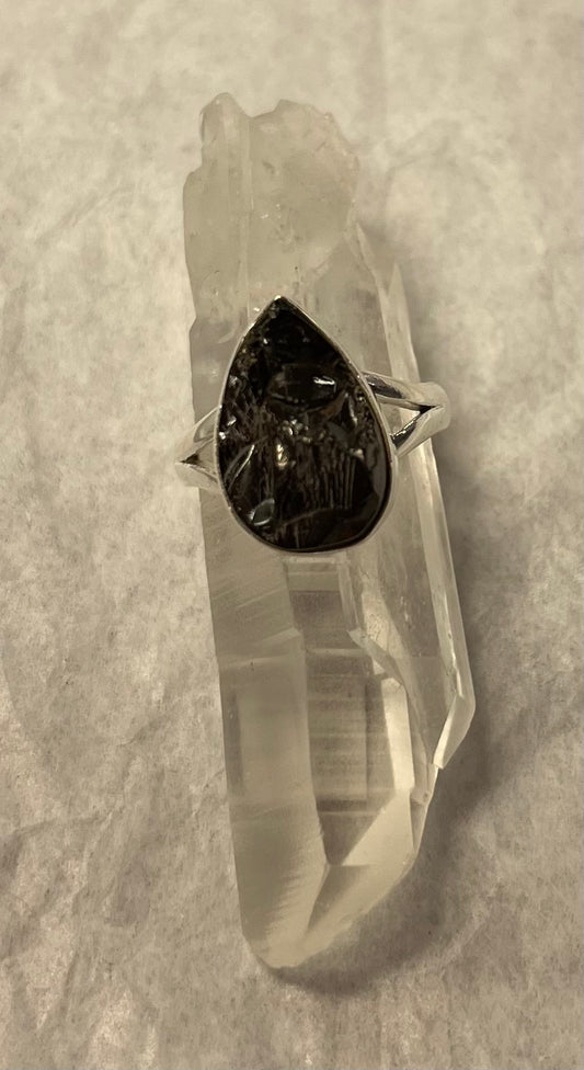 Elite Shungite Tear Drop Ring Size 6