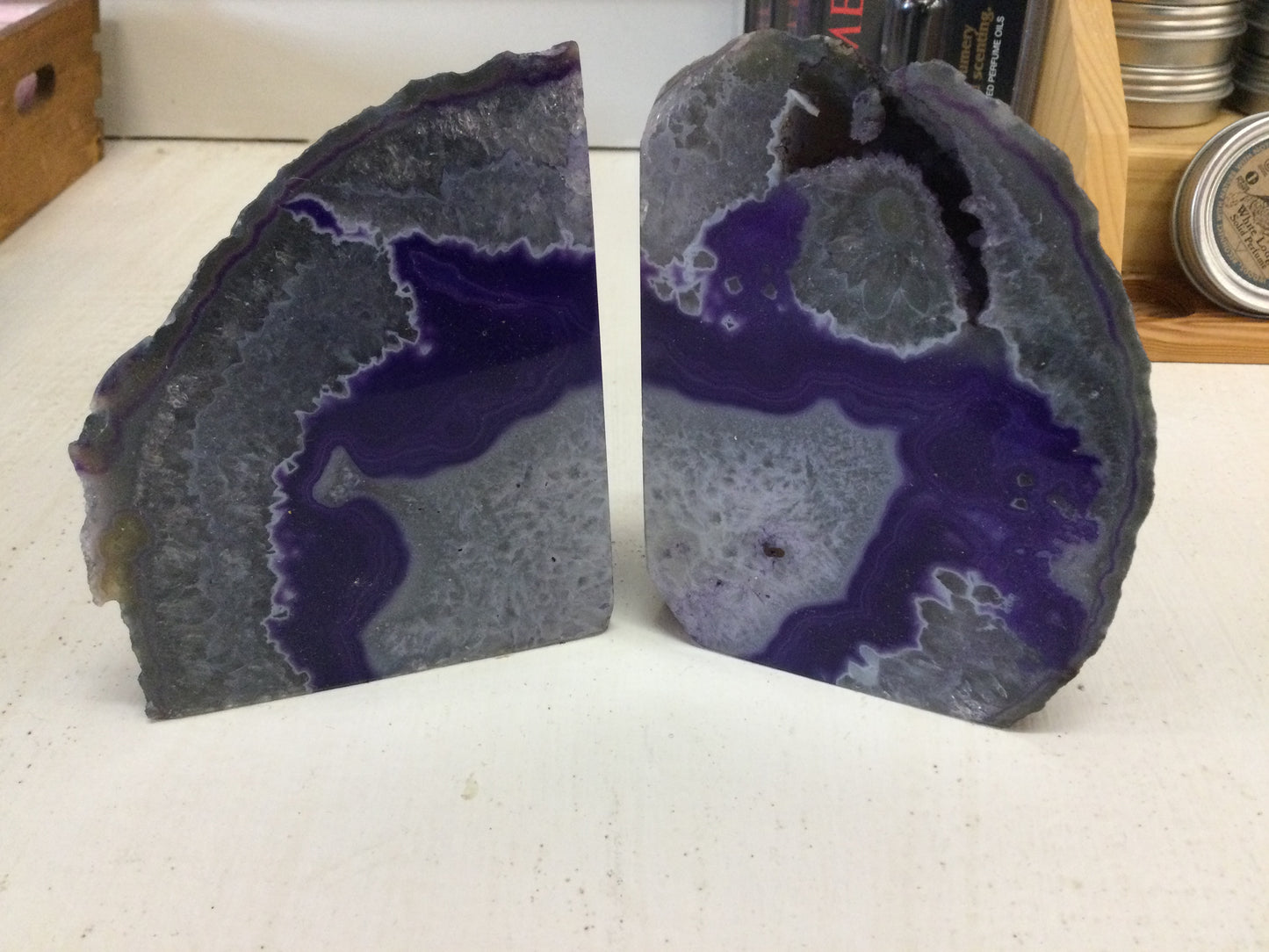 Purple Agate Bookends