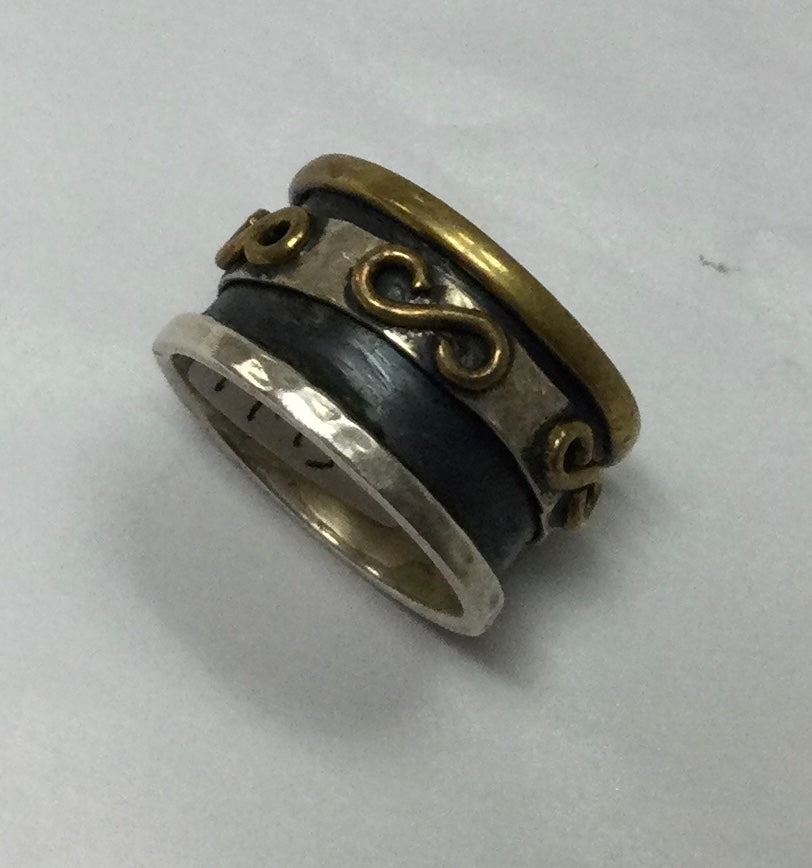 Meditation Ring, Silver and Gold with Infinity Band