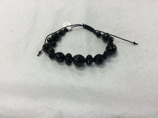 Adjustable Black Bead Bracelet