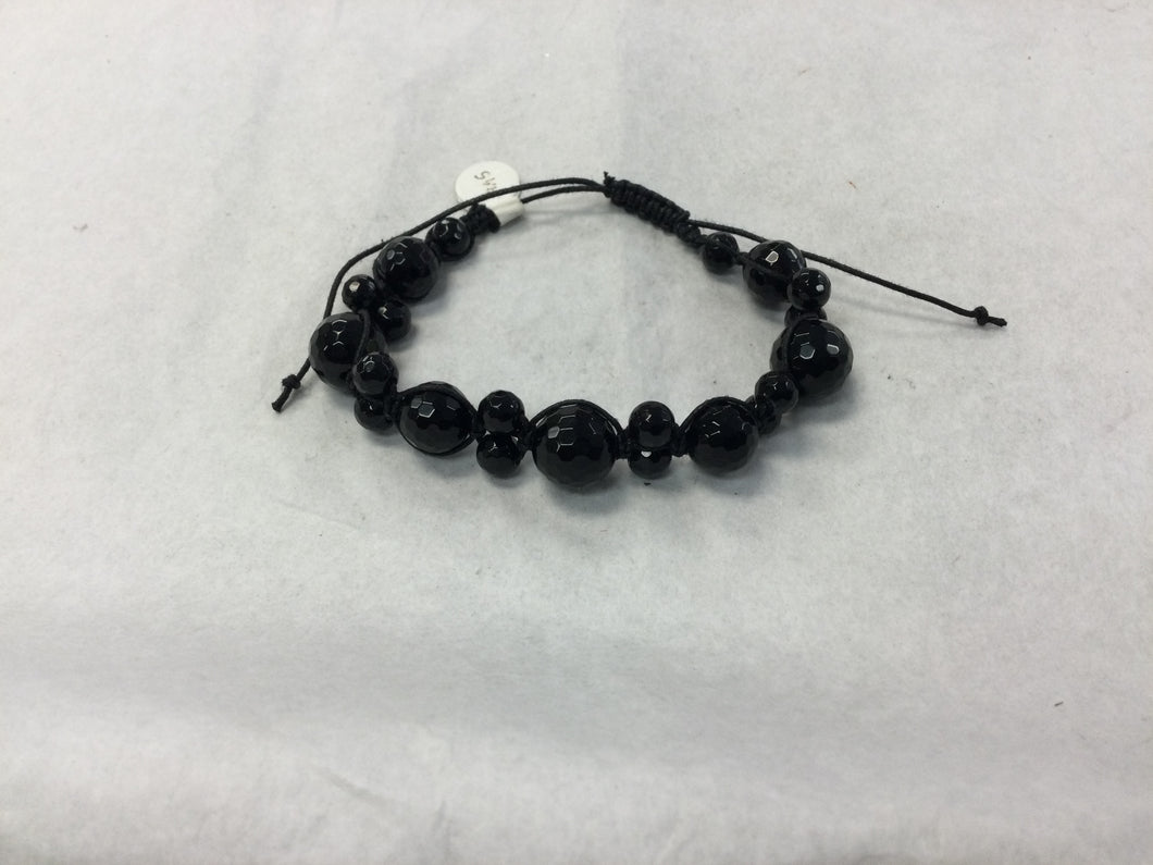 Adjustable Black Bead Bracelet