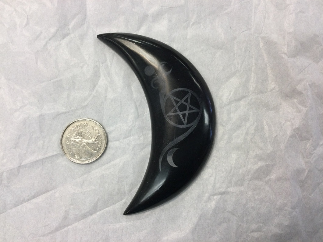 Obsidian Pentagram Crescent Moon