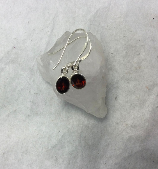 Silver Garnet Teardrop Earrings