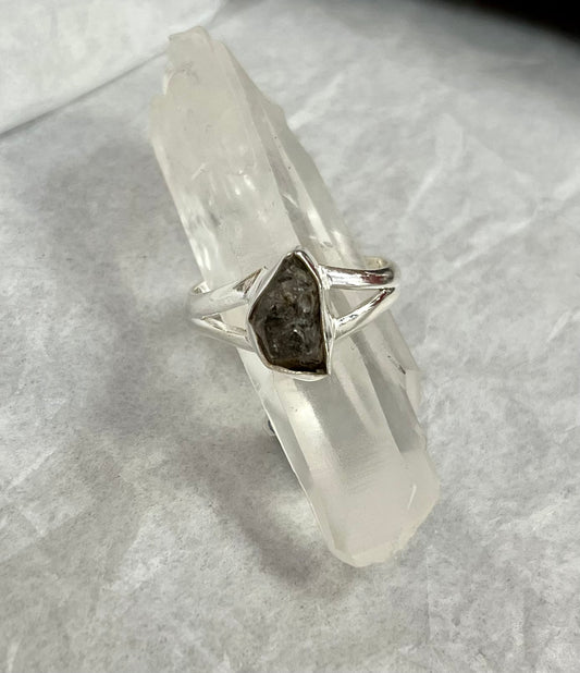 Silver Herkimer Rough Ring Size 9