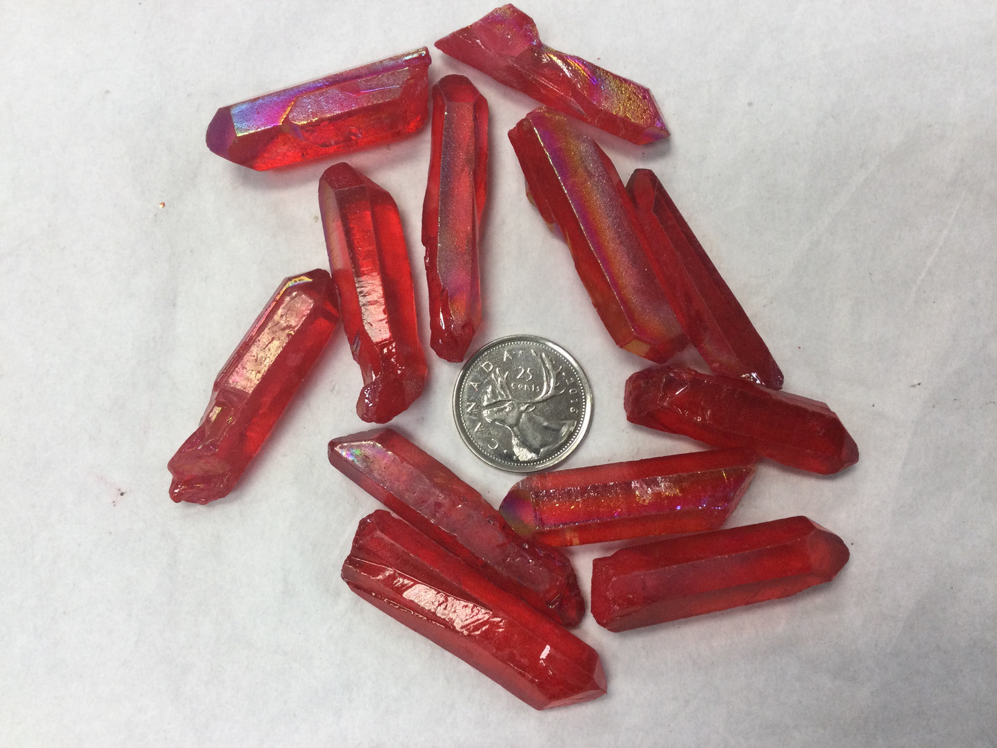 Red Aura Aqua Quartz Points