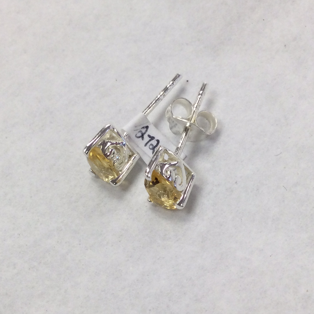 Citrine Drop shaped Stud Earrings