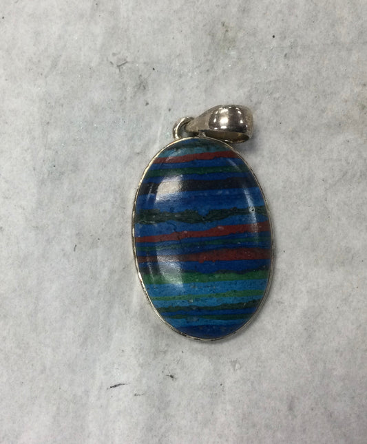 Rainbow Calcilica Oval Pendant