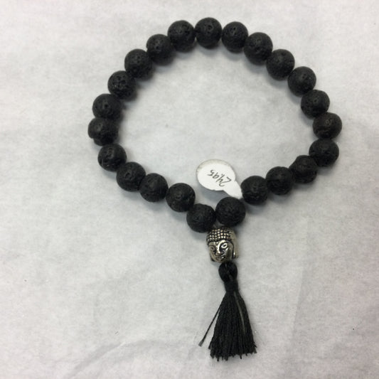 Lava Bracelet with Buddha Head and Tassle