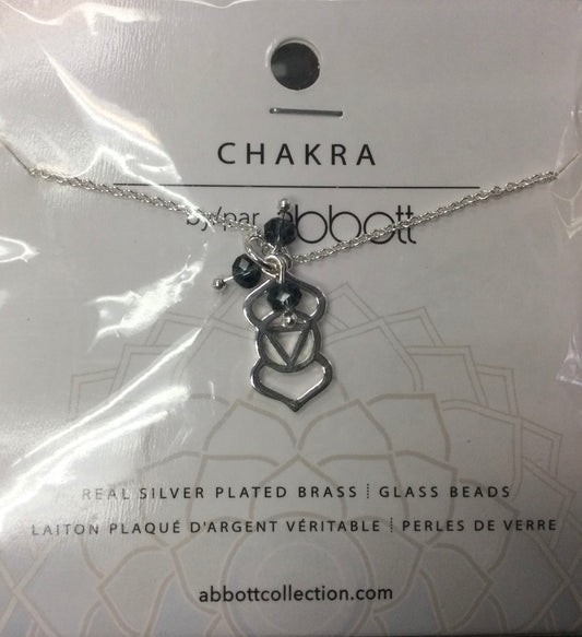 Chakra Symbols Necklace (Silver plated brass with beads)
