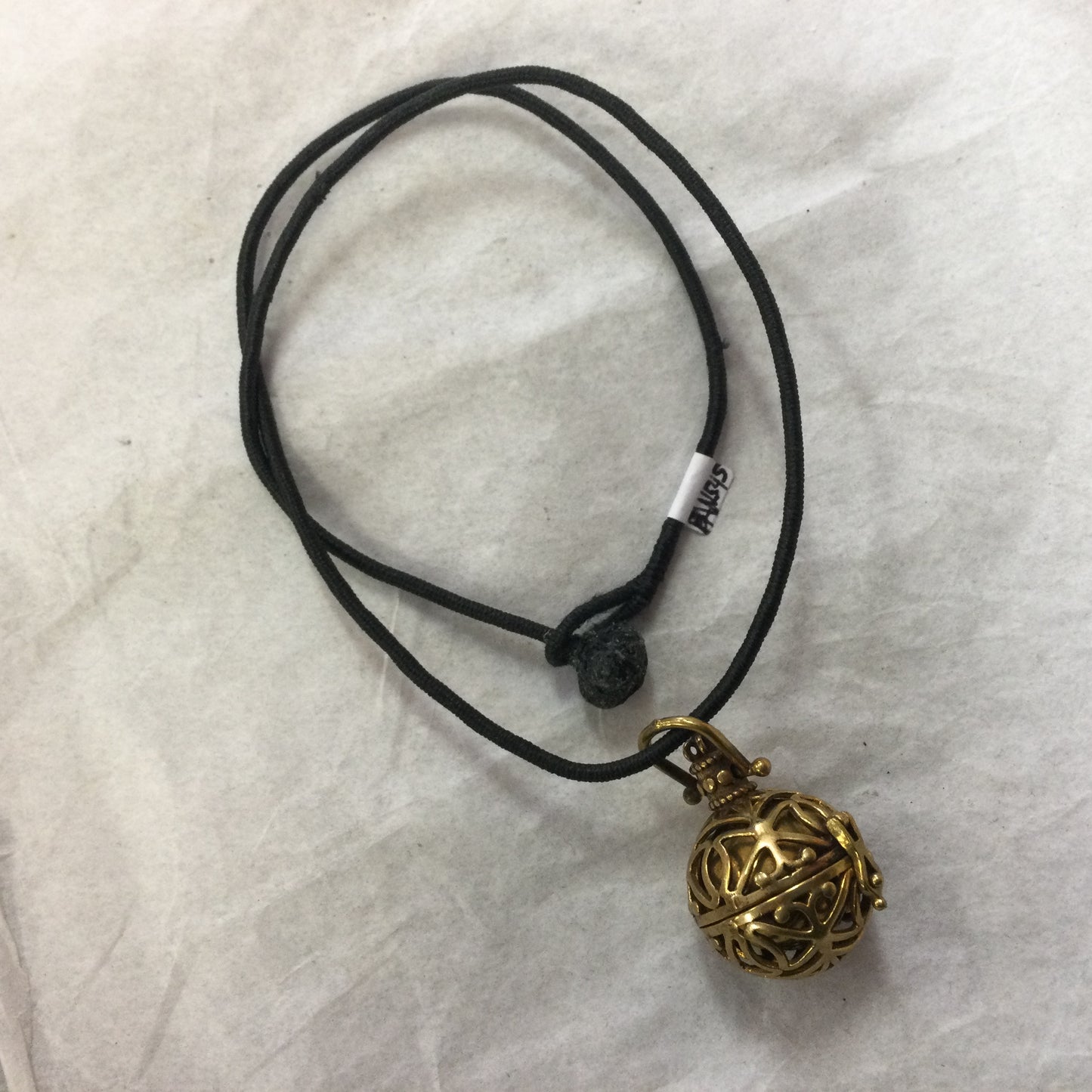 Harmony Ball Pendant With Black Woven Necklace
