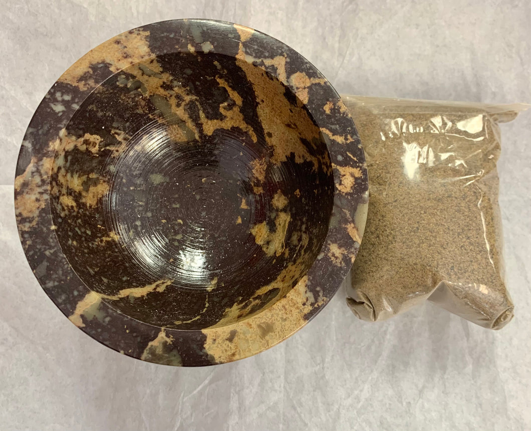 Soapstone Incense/Resin Burner Bowl with Sand
