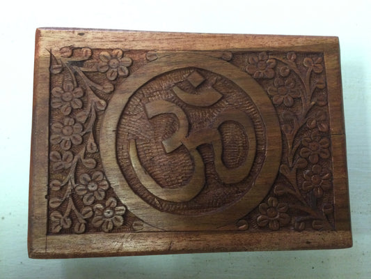 Om Carved Wooden Box