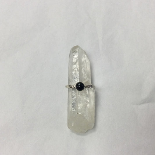 Simple Silver Gemstone Ring - Onyx