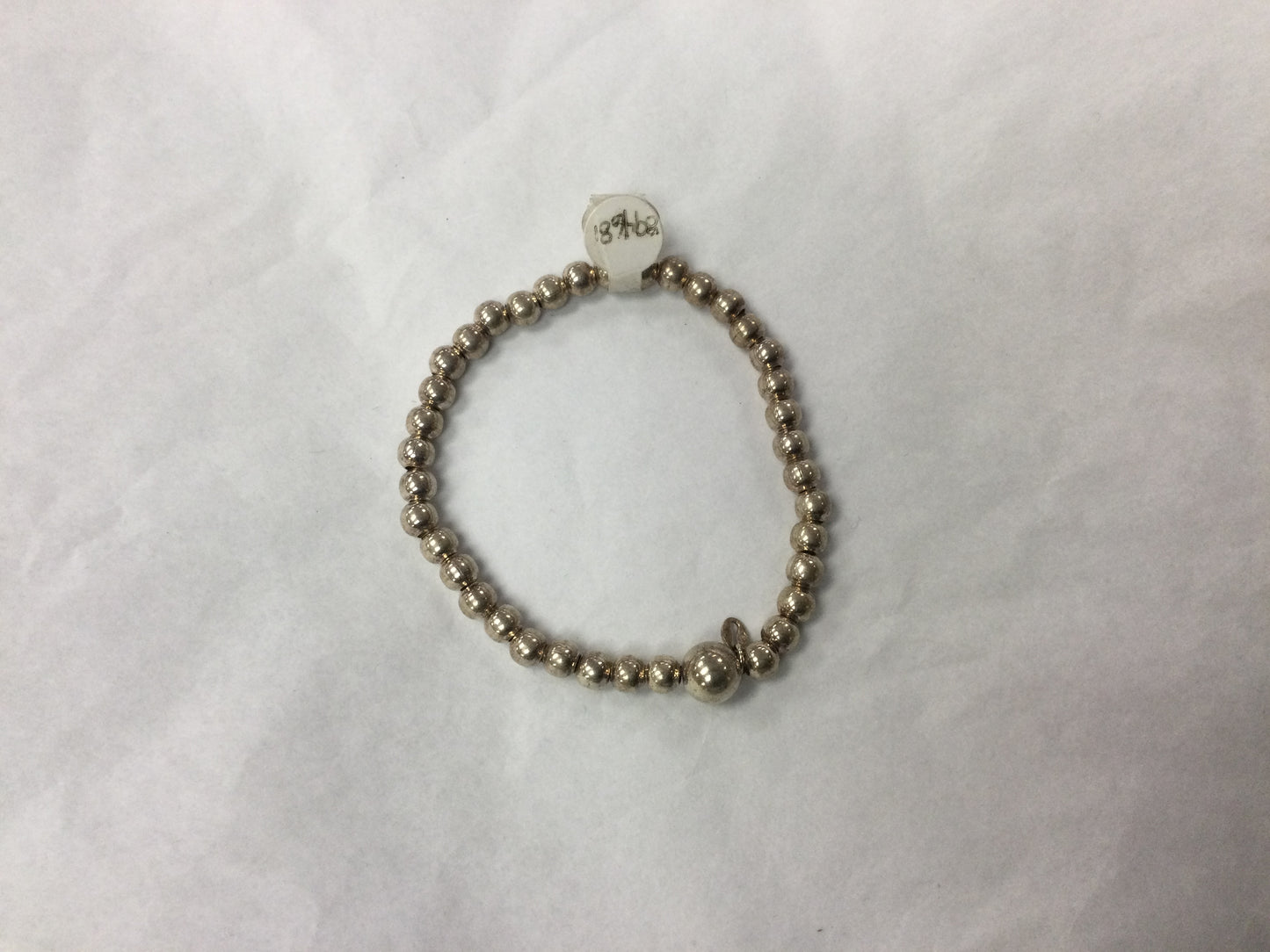 Silver Beaded Elastic Bracelet