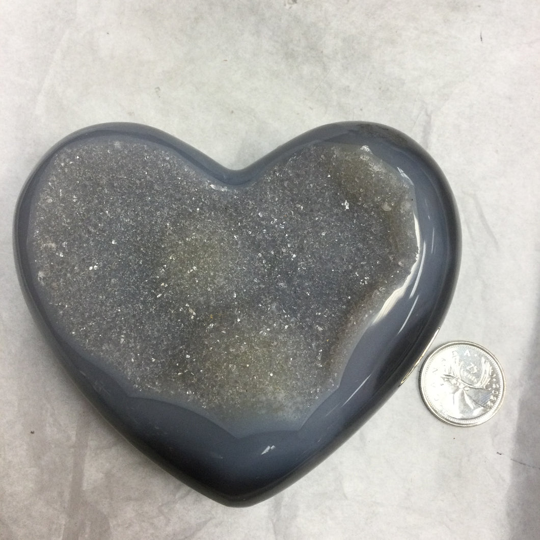 Amethyst/Agate Druzy Heart, large