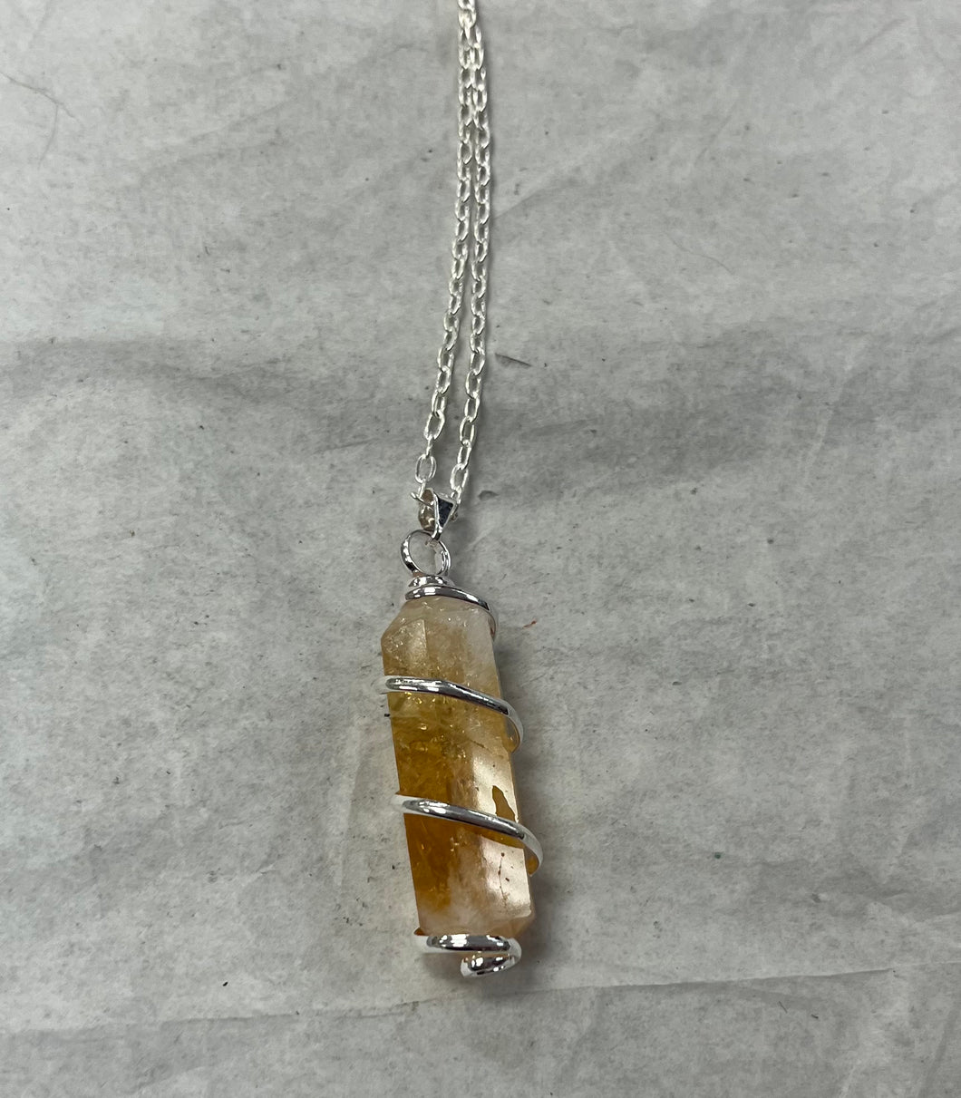 Citrine Point Wrapped Necklace