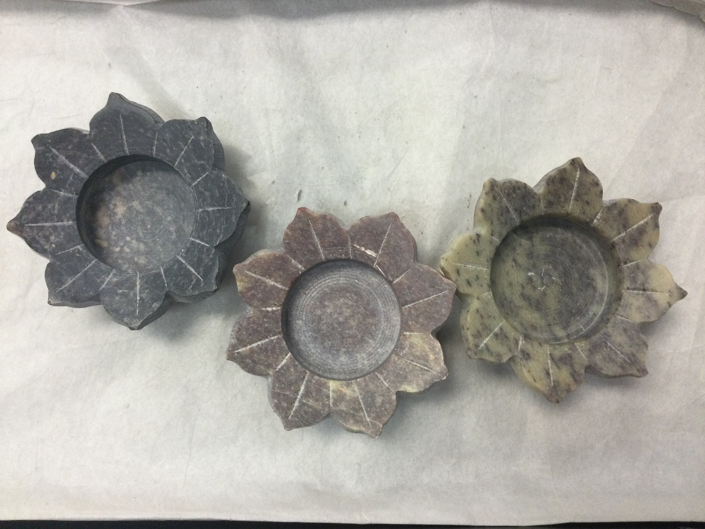 Flower Soapstone Tealight Holders