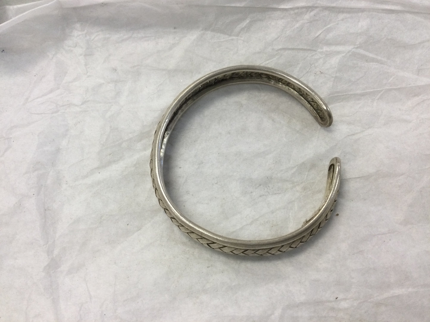 Silver Cuff Bracelet with Braid Design