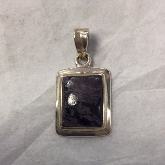 Sterling Silver Sugilite Square Pendant