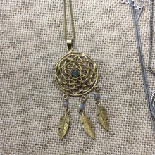 Load image into Gallery viewer, Dreamcatcher Necklace Gold - Various Stones in Center

