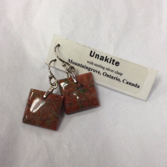 Unakite earrings, square